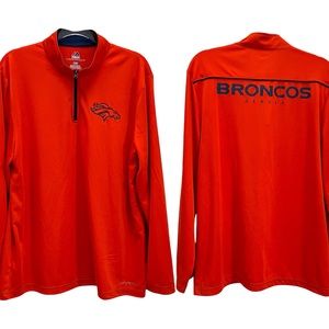 NFL Denver Broncos Orange Majestic Thermabase 1/4 Zip Pullover Shirt Football